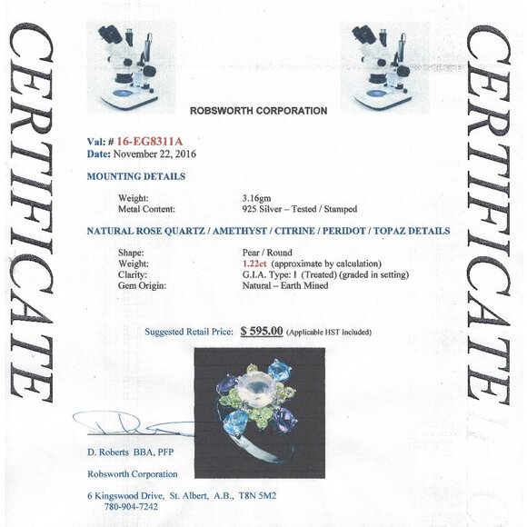 .925 Sterling Silver Rose Quartz/Amethyst/Citrine/Peridot/Topaz Ring Sz 7 $595 - Picture 4 of 6